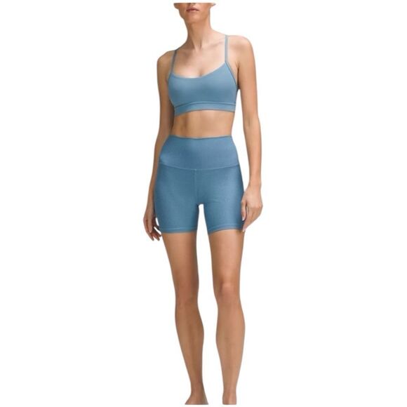 Lululemon High-Rise Yoga Short 6" Grid Texture in Utility Blue Size 2 - Picture 1 of 8